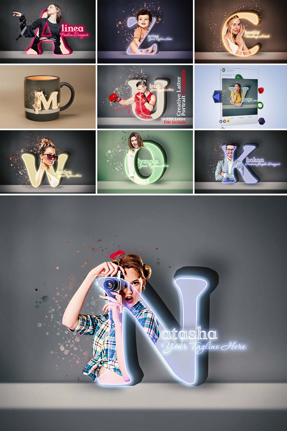 A To Z Letter Design Photo Effect pinterest preview image.