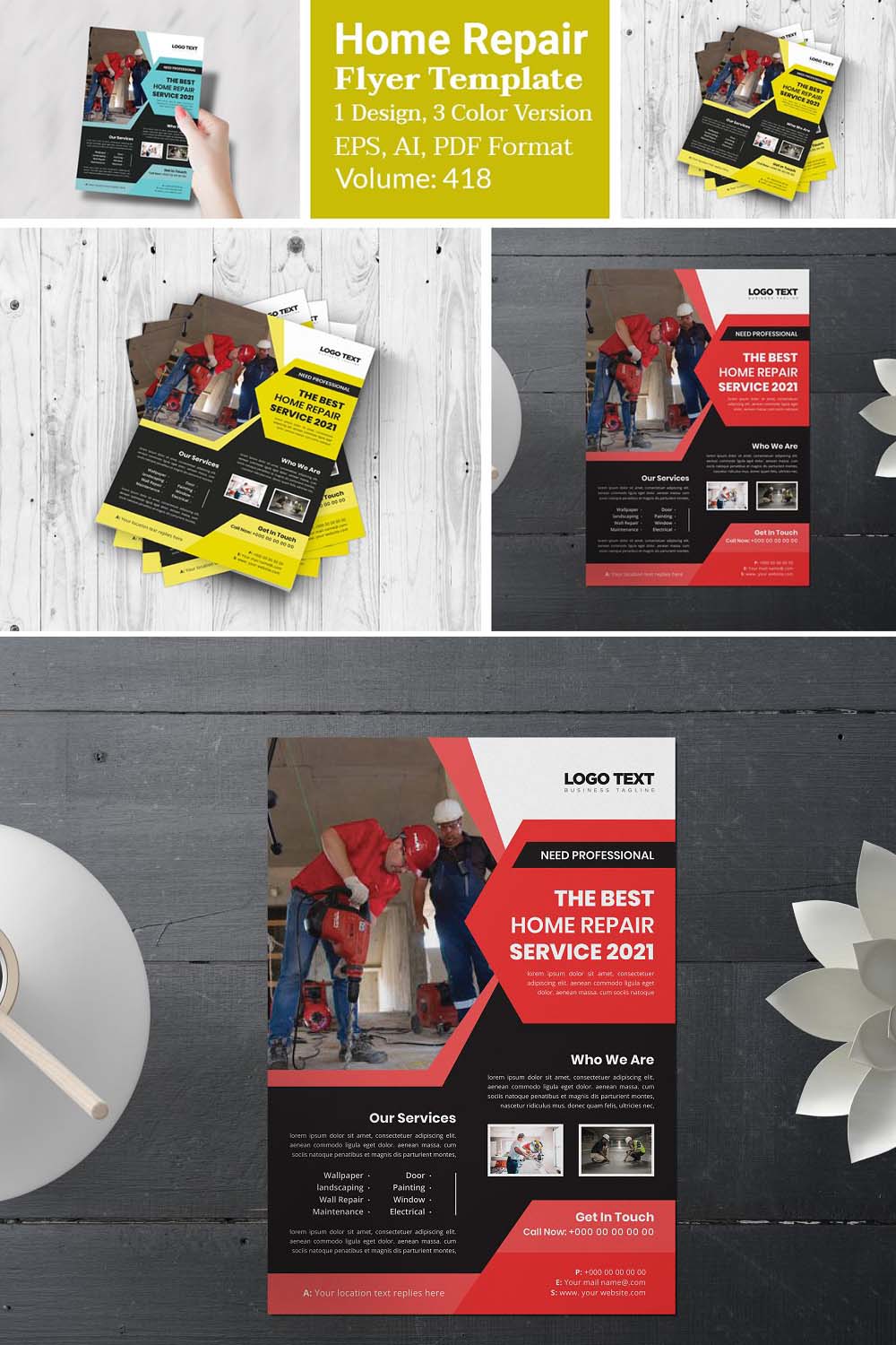 Professional House Repair Flyer pinterest preview image.