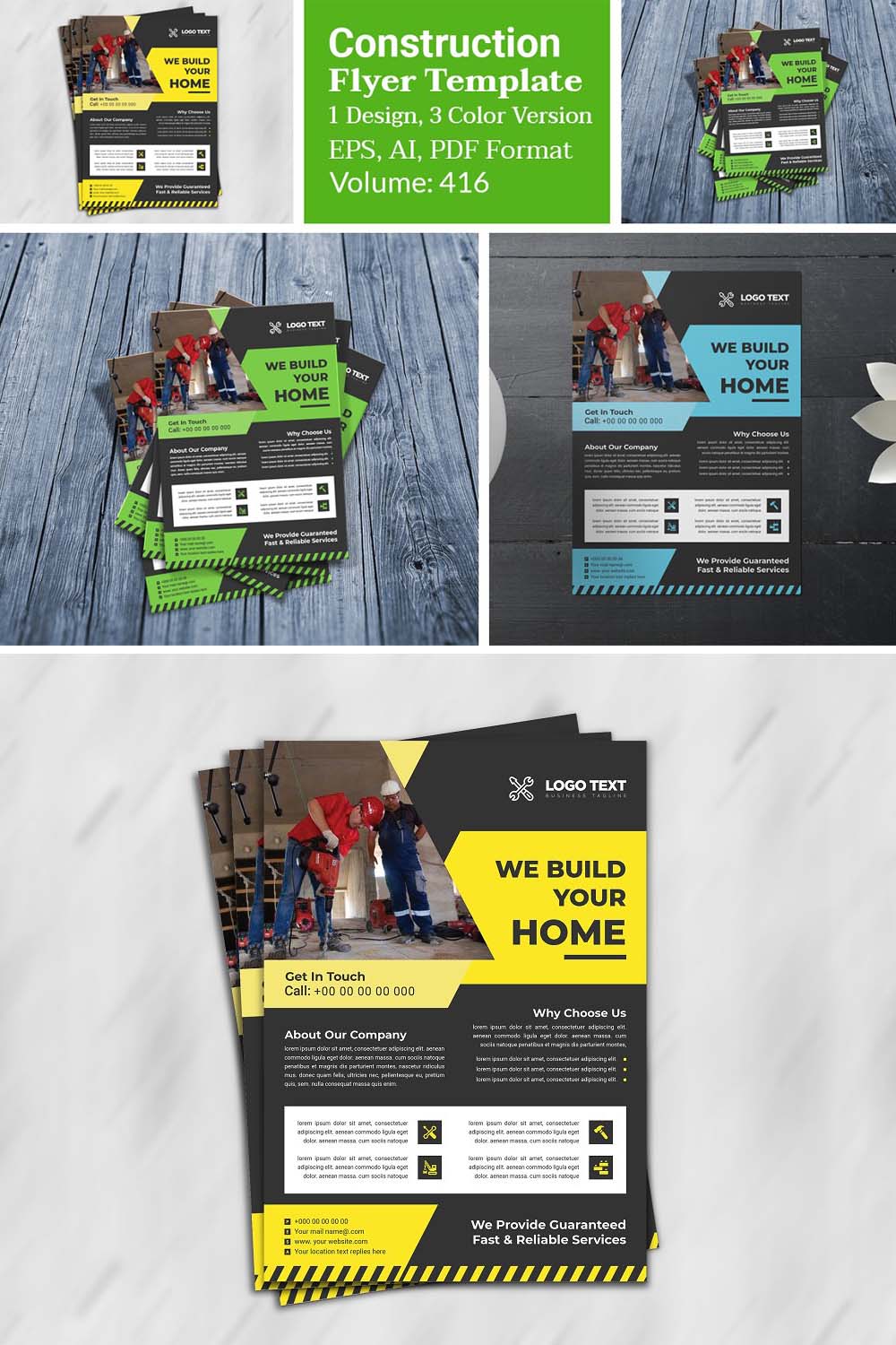 Construction Flyer Template pinterest preview image.