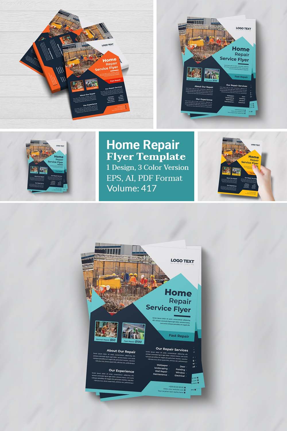Home Repair Flyer pinterest preview image.