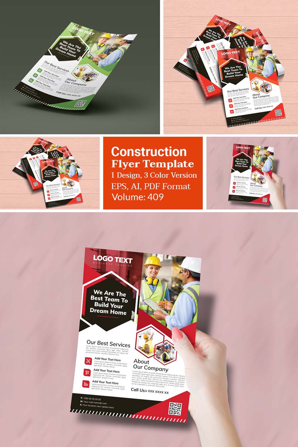 Business Construction Flyer Design pinterest preview image.