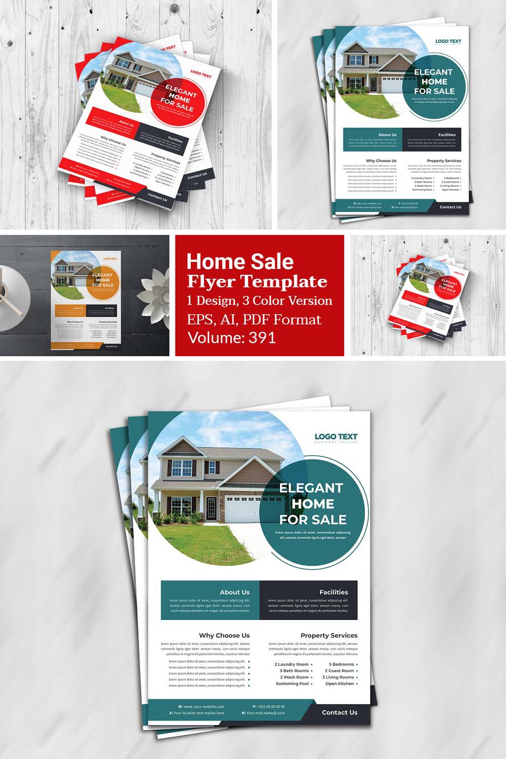 Home Real Estate Flyer Design pinterest preview image.