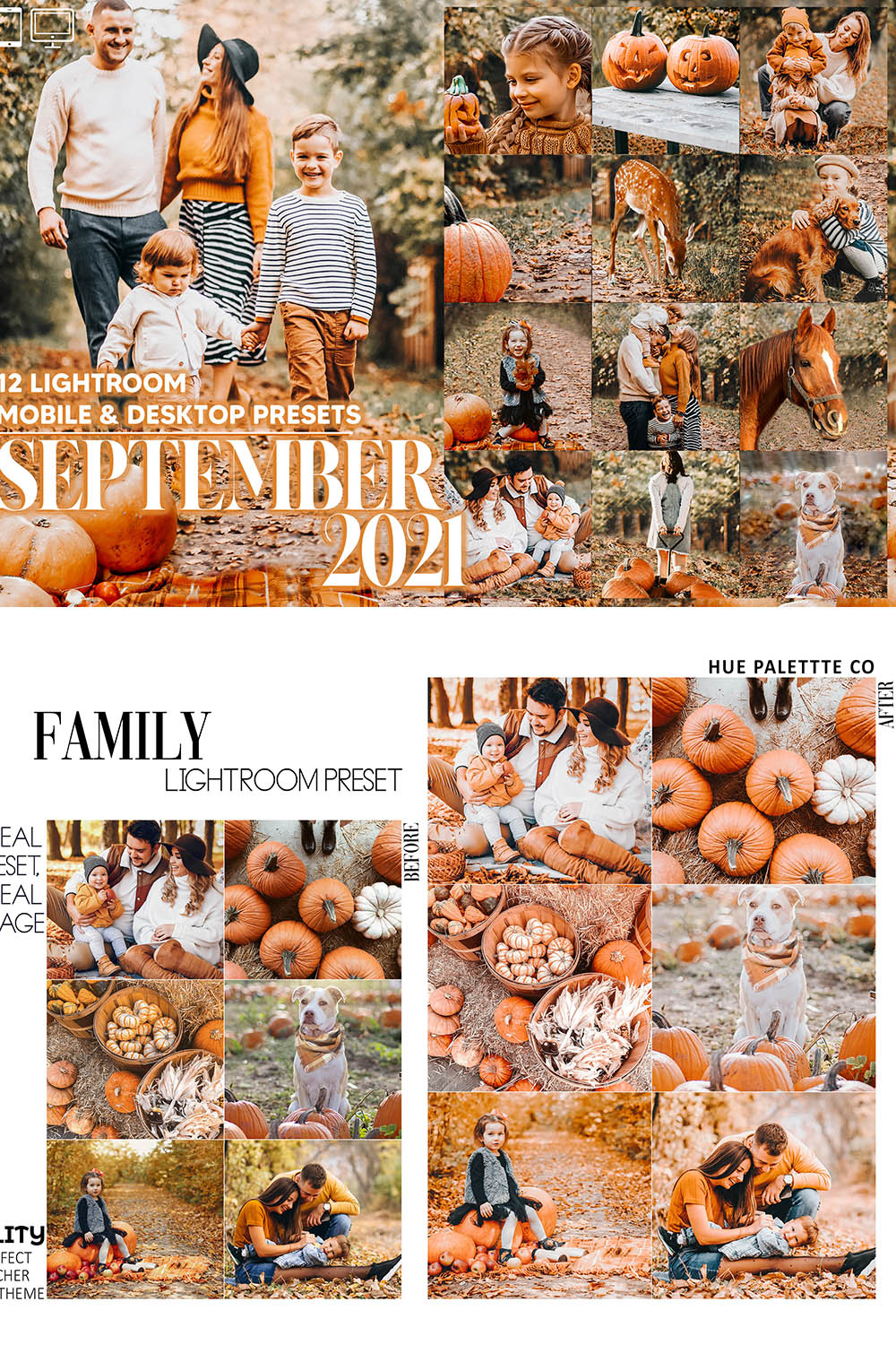 12 September 2021 Lightroom Presets, Pumpkin Mobile Preset, Autumn Desktop, Lifestyle Portrait Theme Instagram LR Filter DNG Orange Fall pinterest preview image.