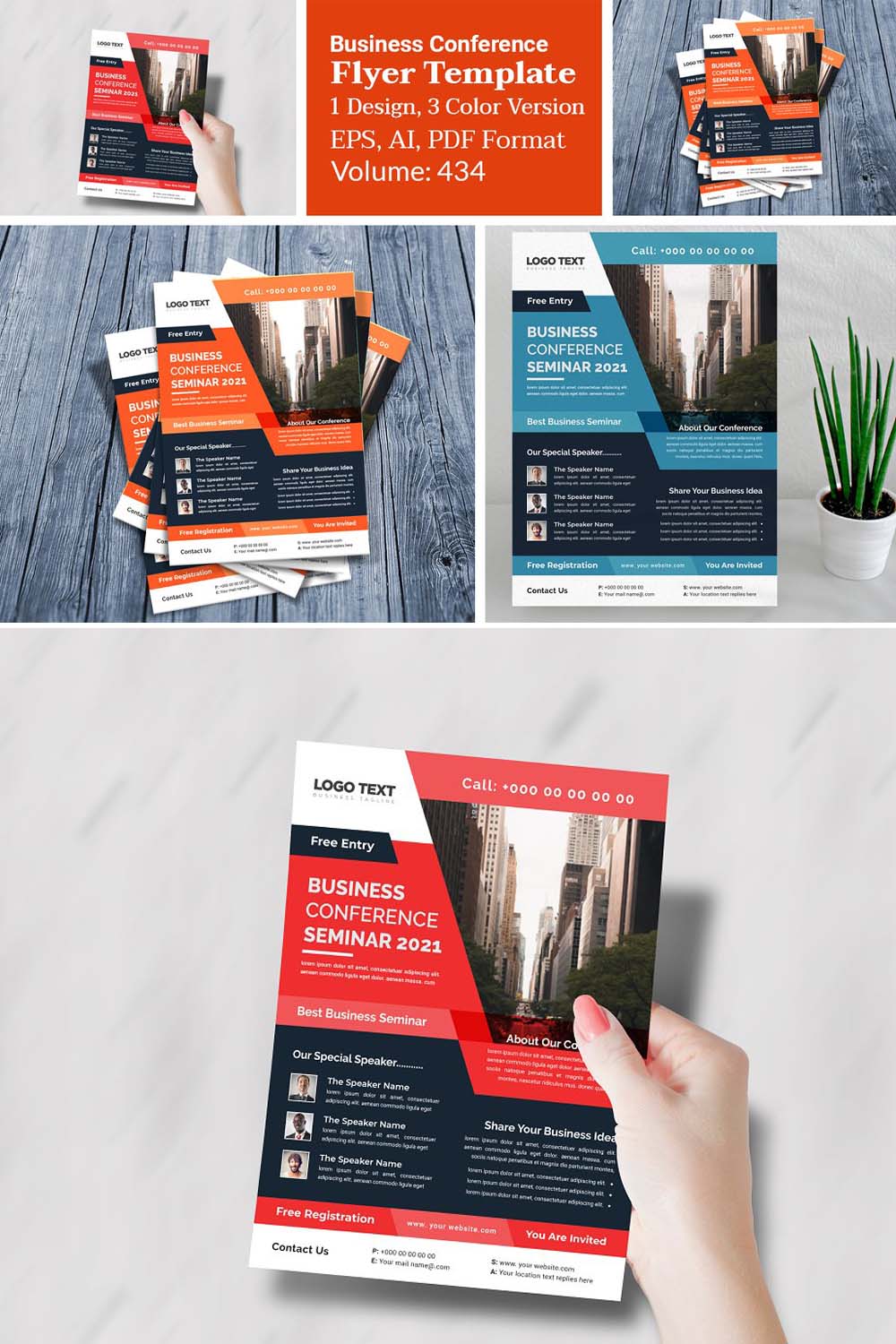 Business Conference Flyer Template pinterest preview image.