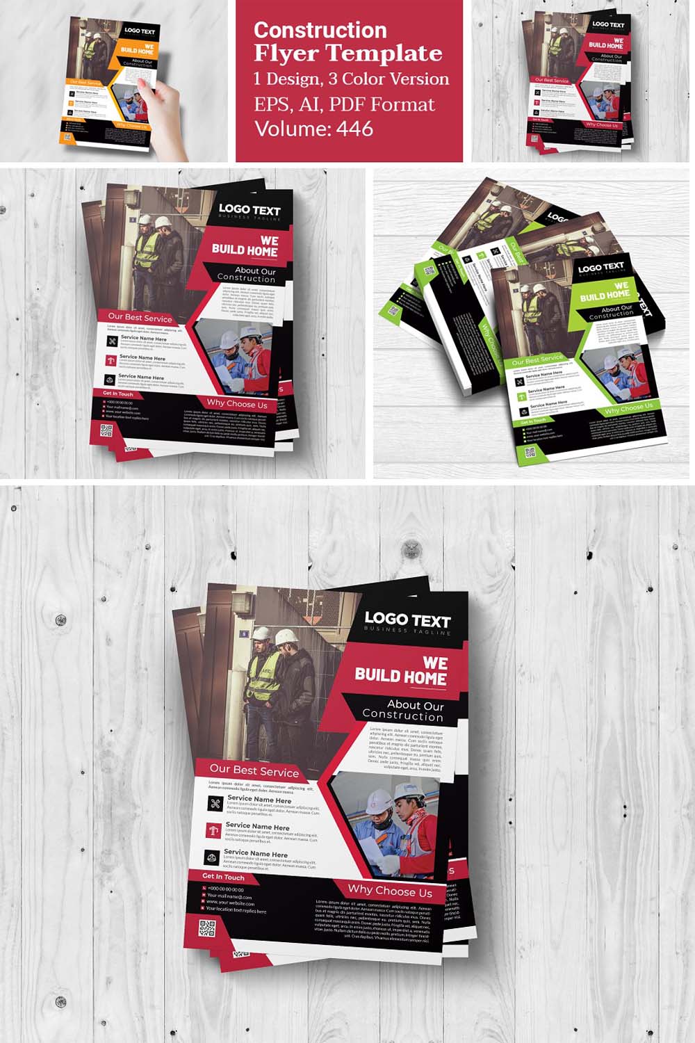 Building Construction Flyer Template pinterest preview image.