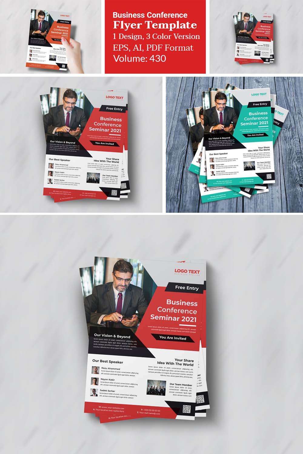Creative Business Conference Flyer Template pinterest preview image.