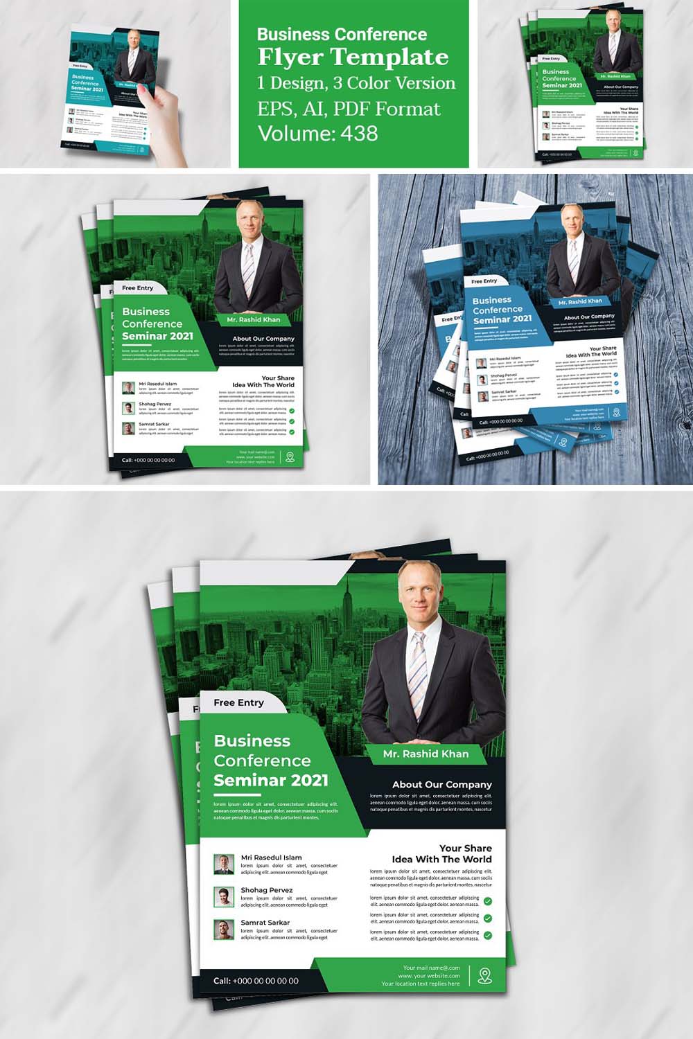 Business Conference Template Flyer pinterest preview image.