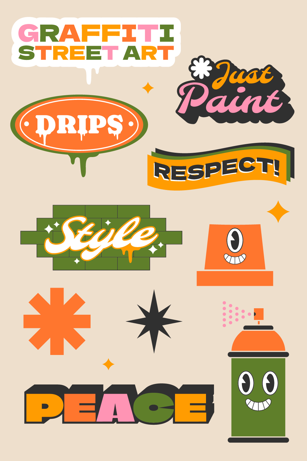 Colorful Vintage Label Graffiti 1 - Only $6 pinterest preview image.