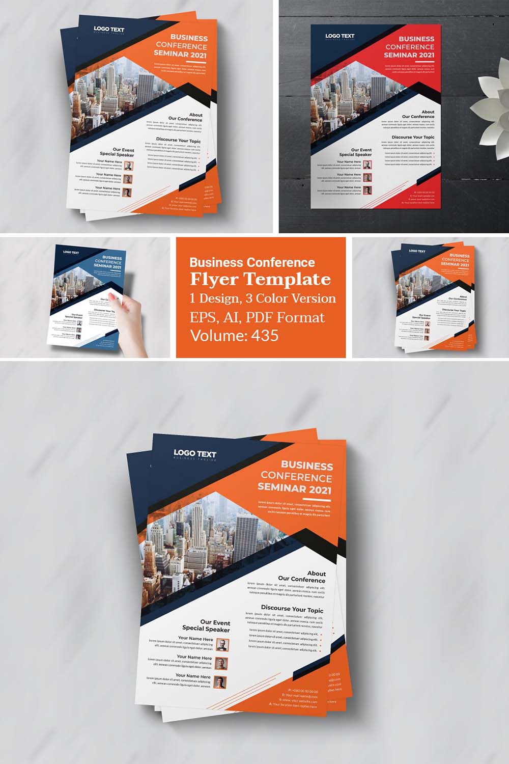 Corporate Business Conference Flyer pinterest preview image.