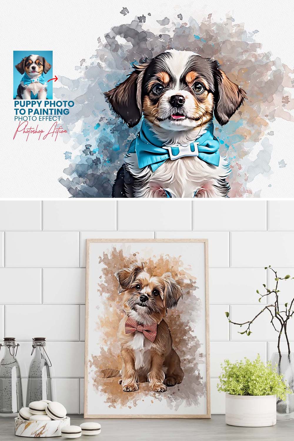 Puppy Photo to Painting Effect pinterest preview image.