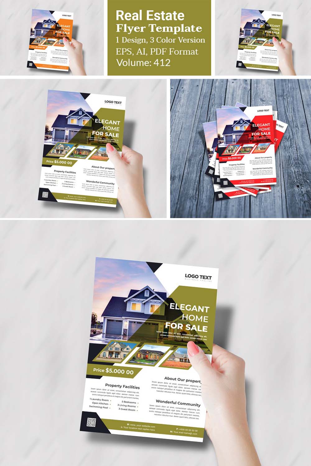 Real Estate Flyer Template pinterest preview image.