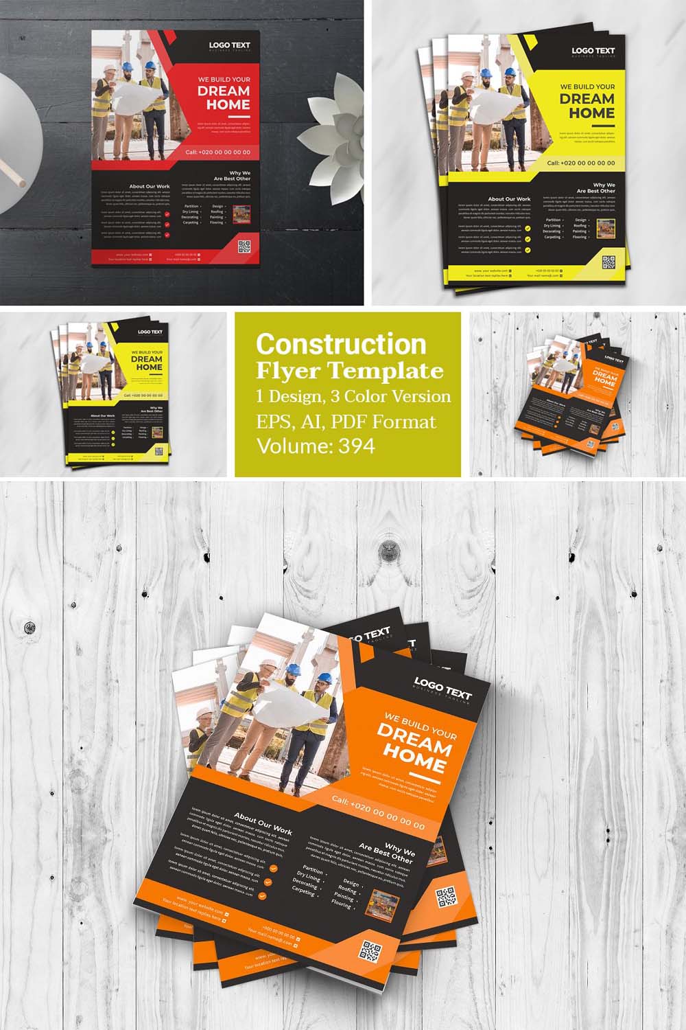 Creative Construction Flyer Design pinterest preview image.