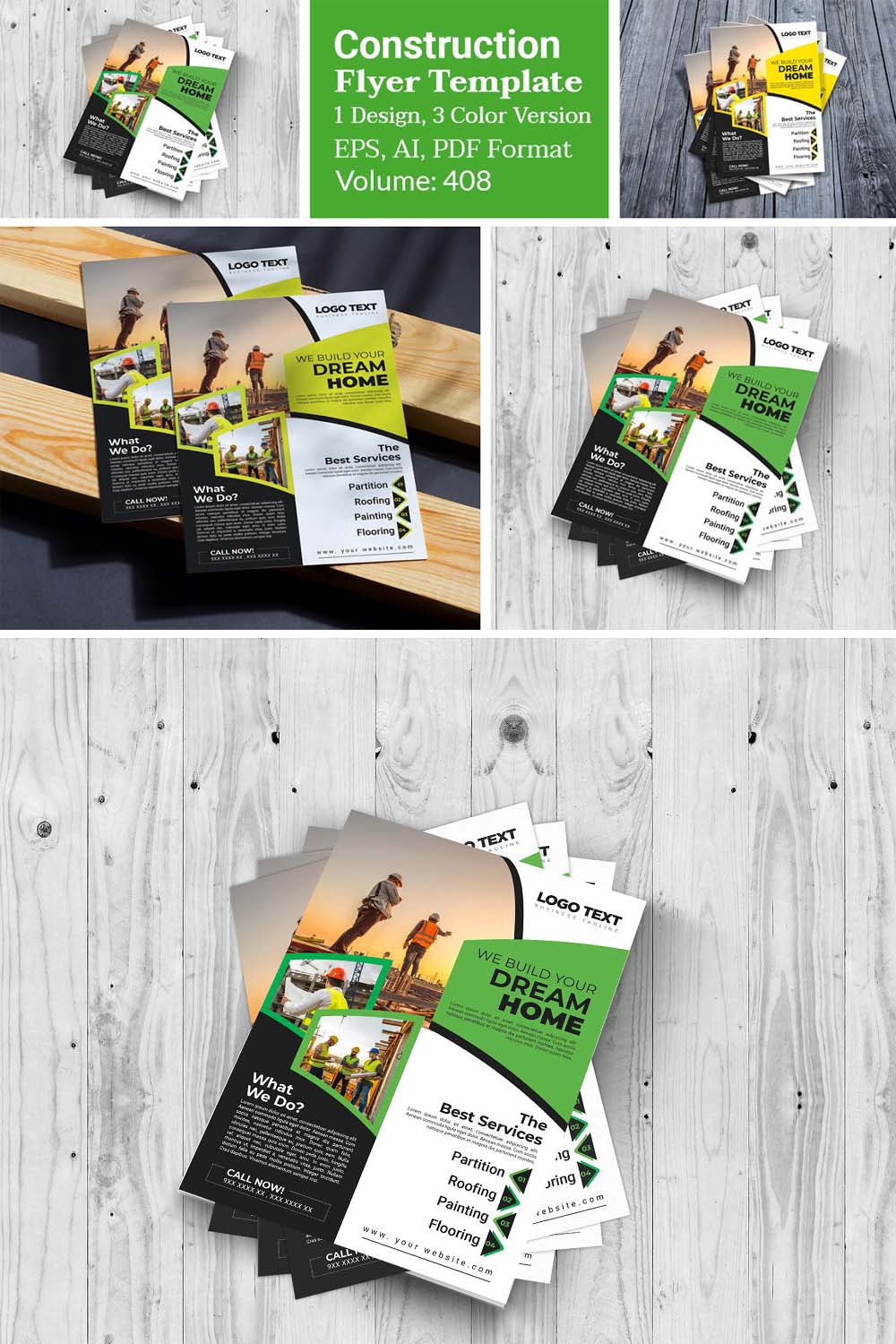 Construction Flyer Template pinterest preview image.