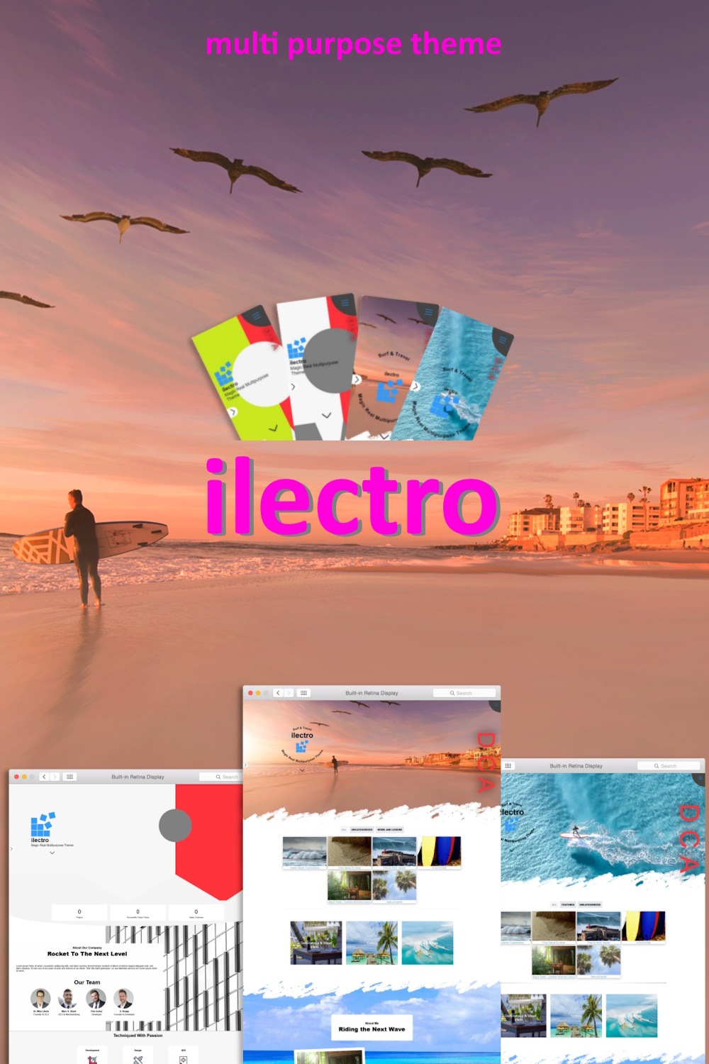 ilectro Multipurpose WordPress Theme pinterest preview image.