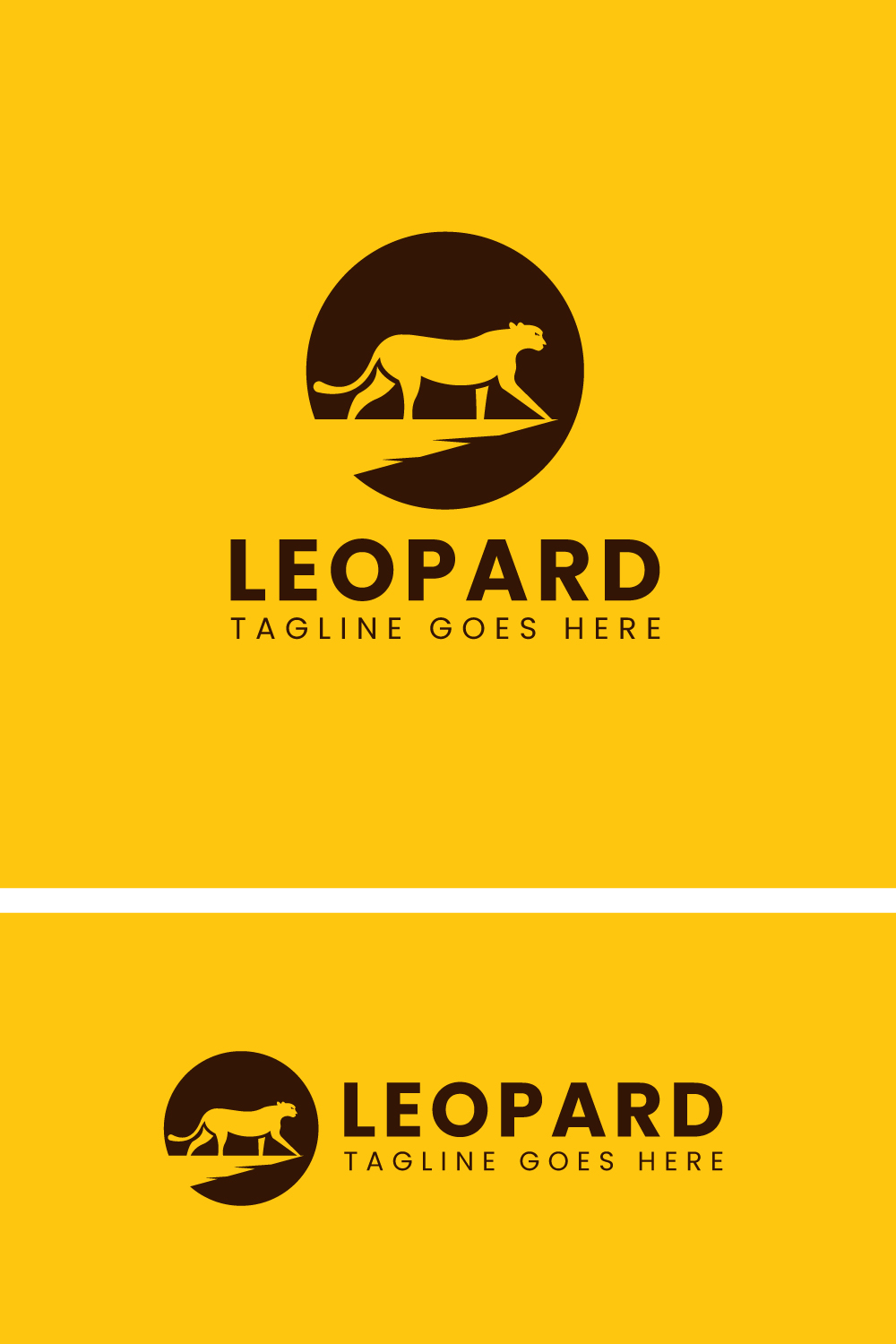 Leopard Negative space creative logo design template pinterest preview image.