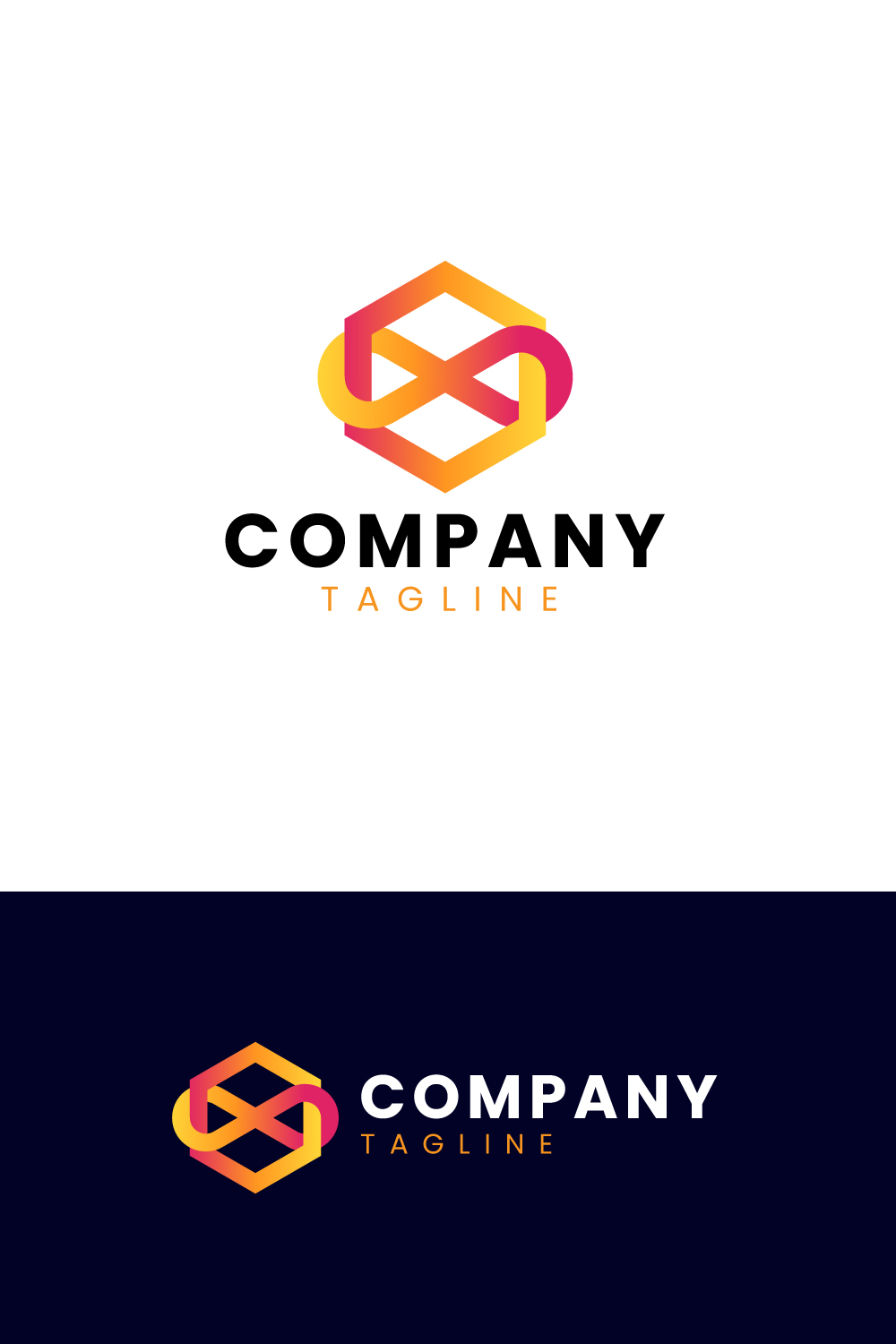 Infinity Hexagon gradient color logo pinterest preview image.