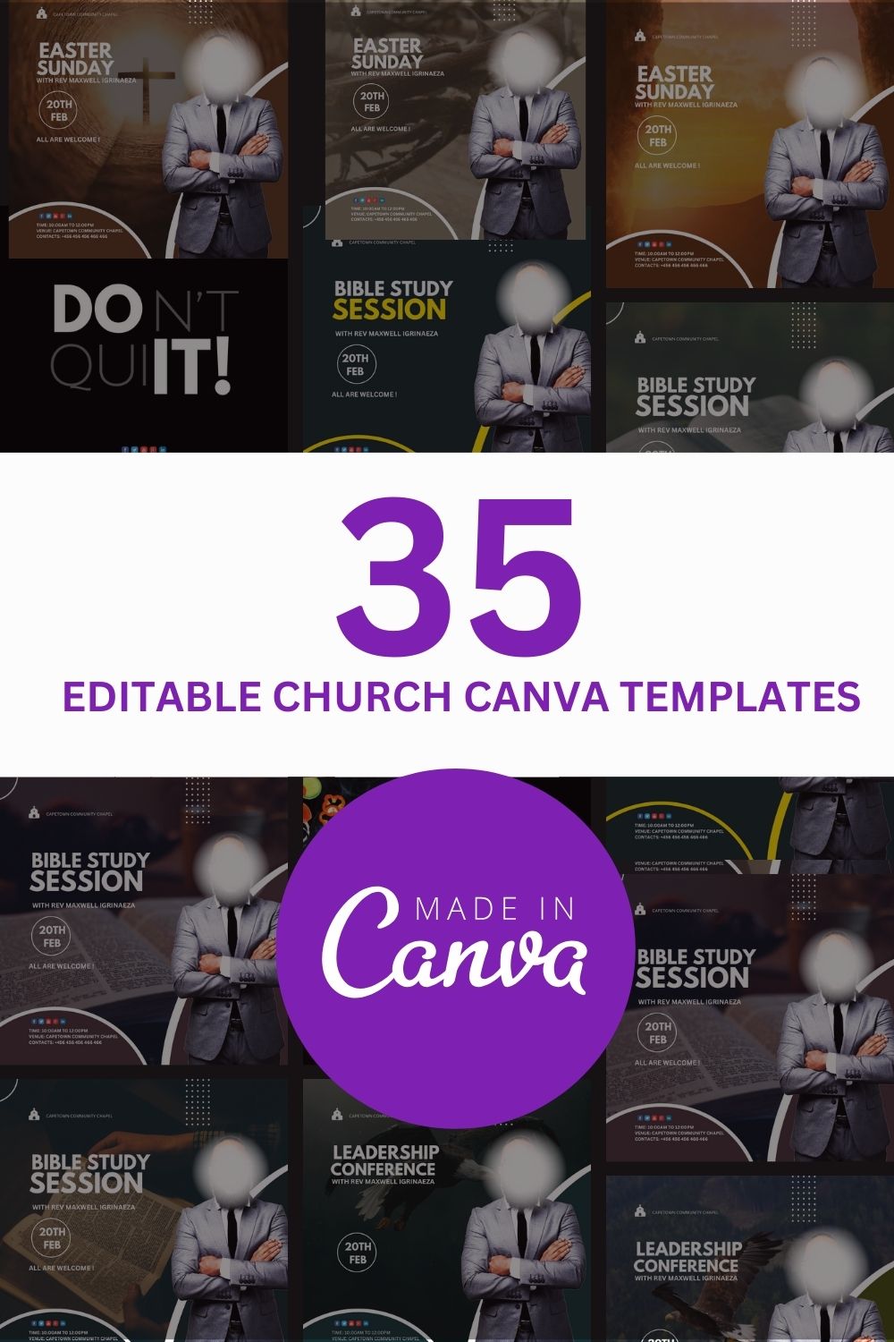 Canva Church Design Templates Bundle pinterest preview image.