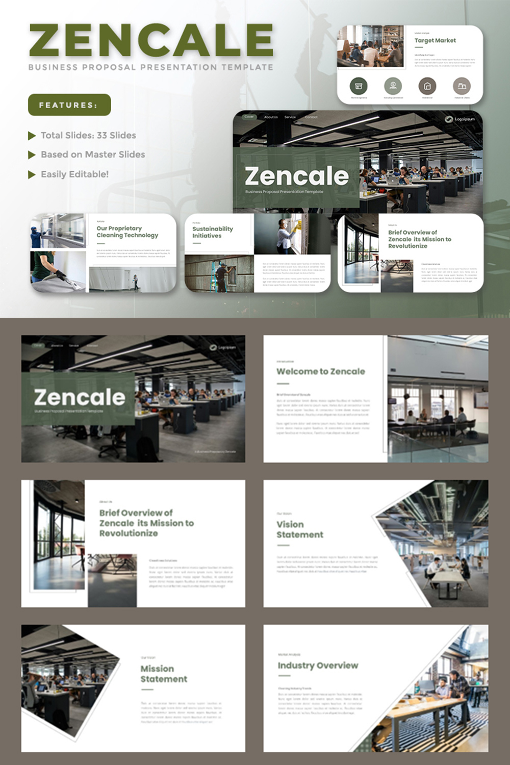 Zencale - Business Proposal Google Slides Template pinterest preview image.