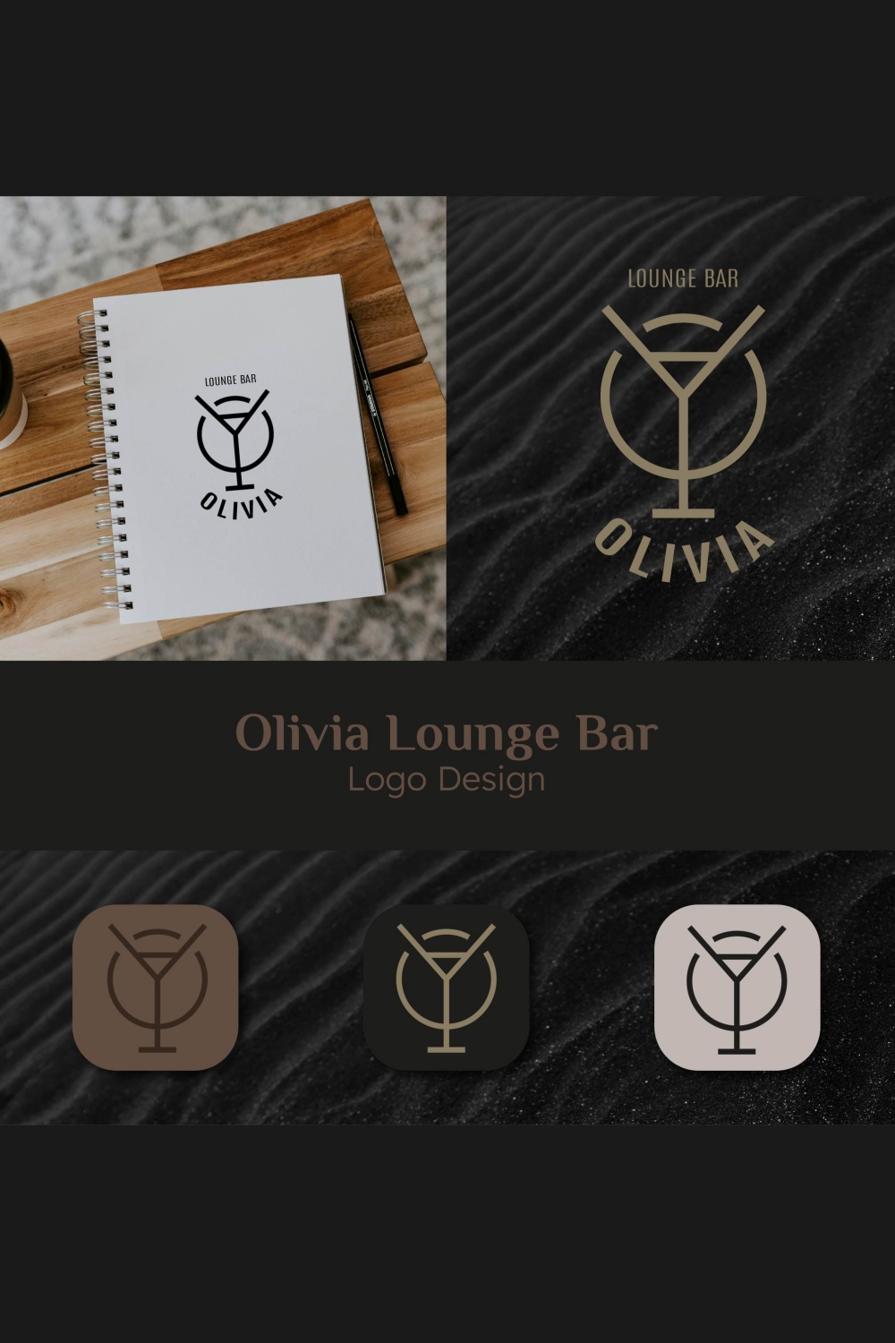 Olivia Lounge Bar Monogram Logo Design [Sphinx Creatus] pinterest preview image.