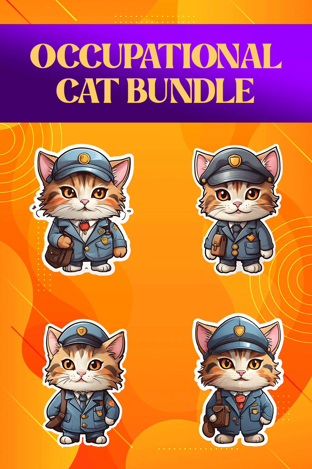 Cute Postman Cat Stickers PNG’s pinterest preview image.
