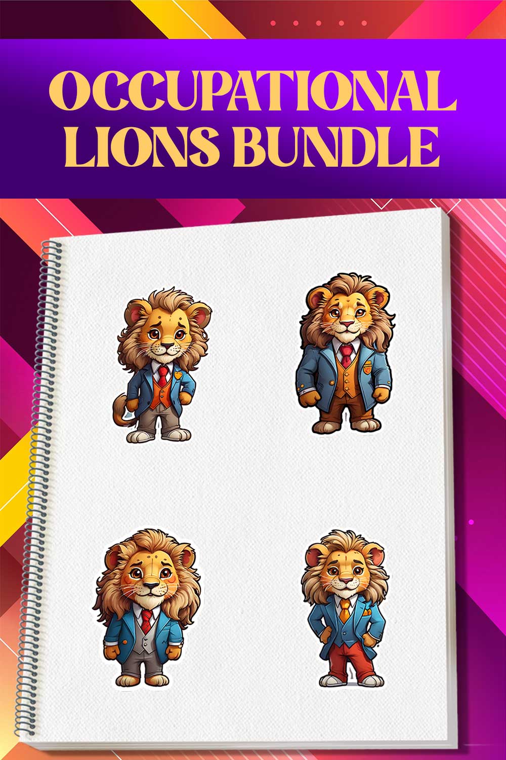 Cute Velt Lion Stickers PNG’s pinterest preview image.