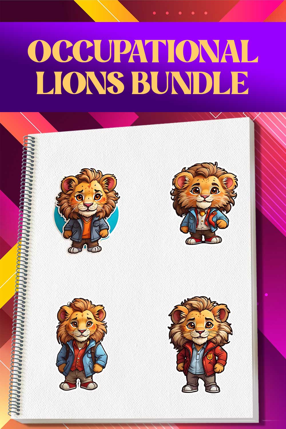 Cute Actor Lion Stickers PNG’s pinterest preview image.