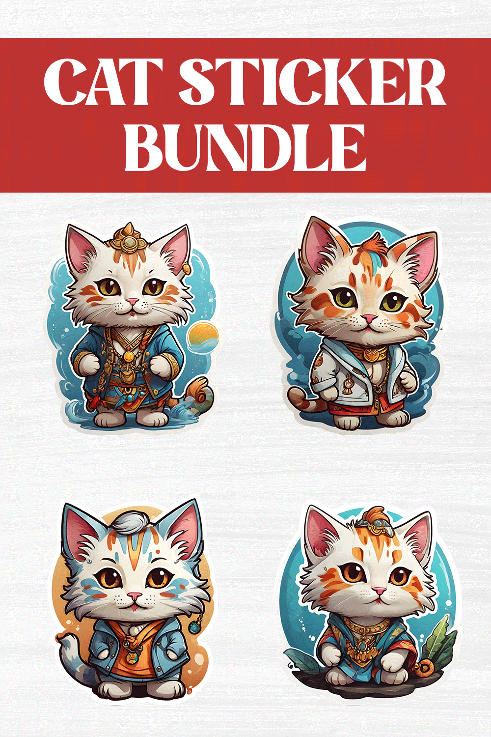 Cute Nepalian Cultural Cat Stickers PNG’s pinterest preview image.