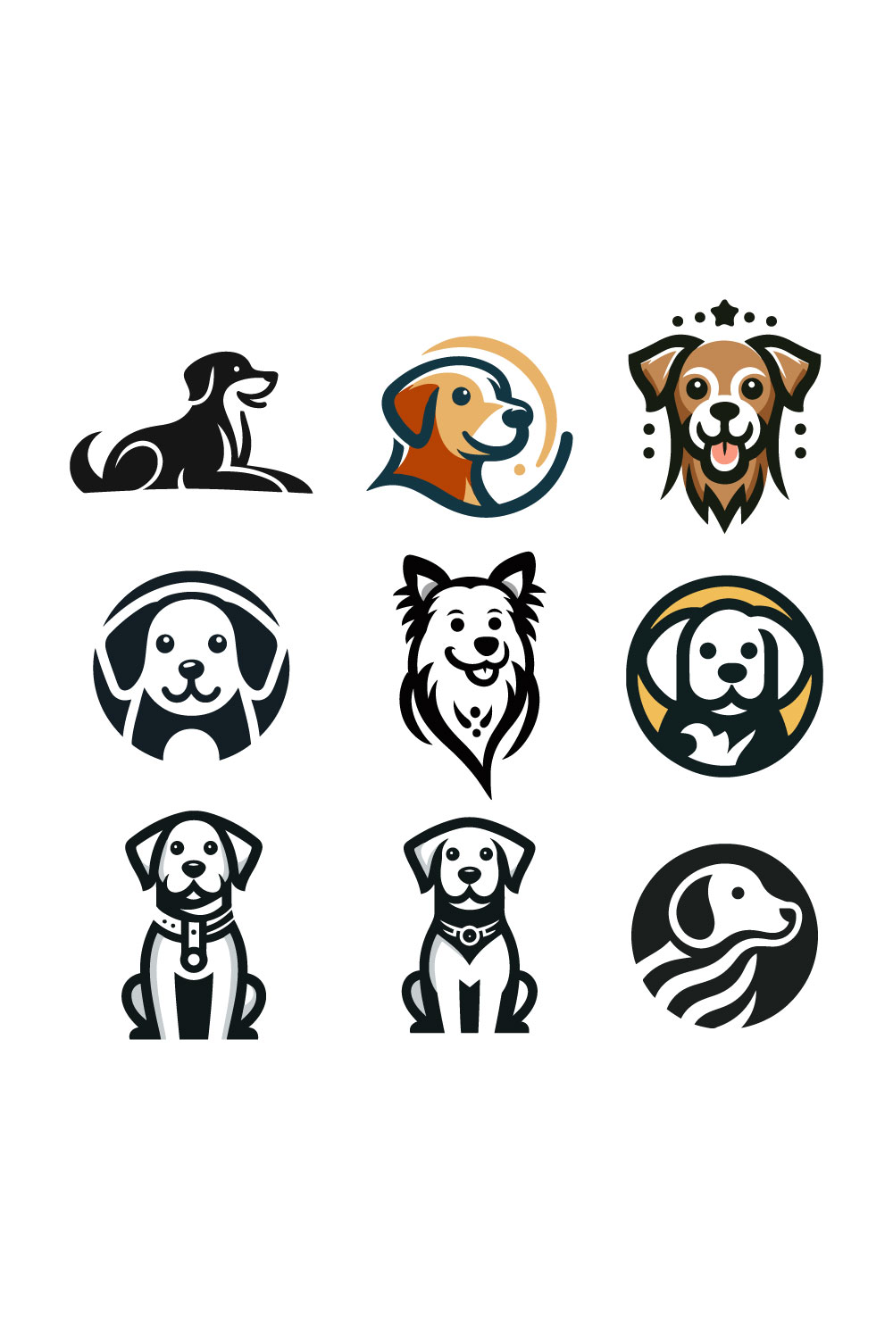 9 Dog Logos vector Illustration pinterest preview image.