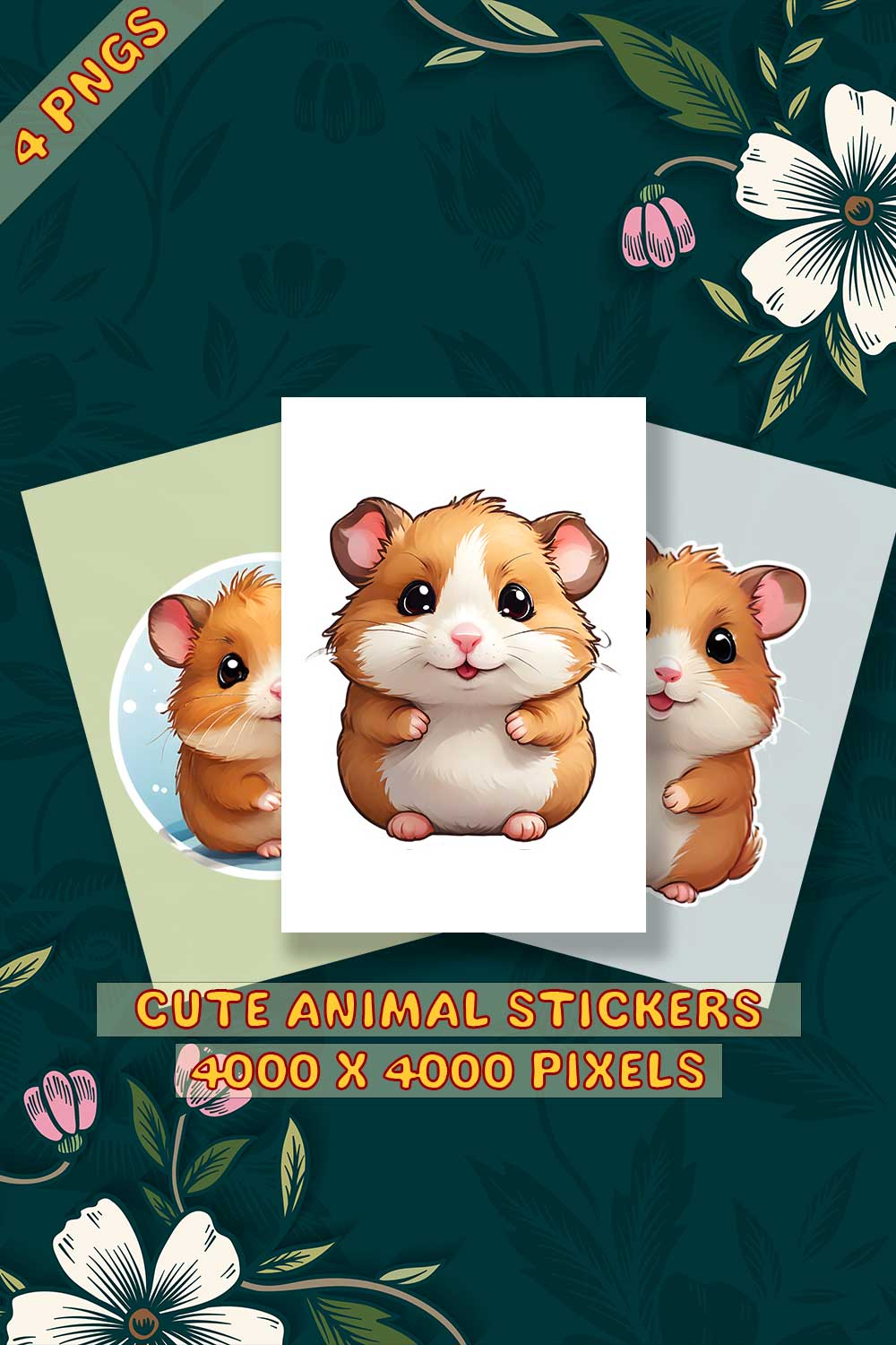 Cute Hamster Sticker 4 PNG's pinterest preview image.