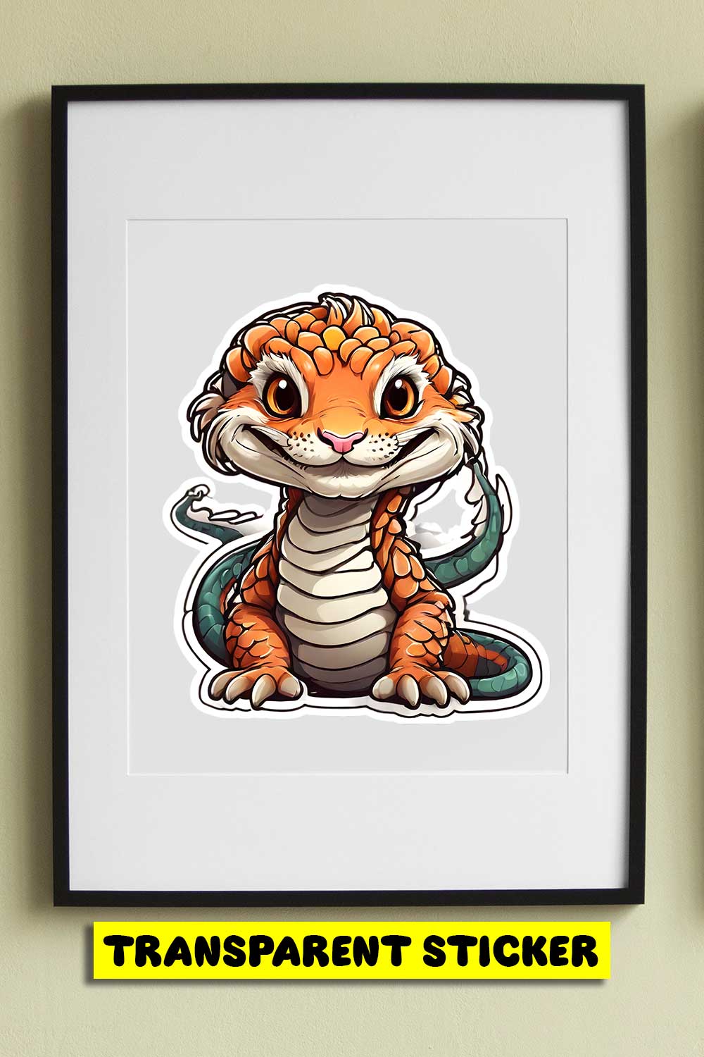 Cute Dragon Illustrational Sticker Unique pinterest preview image.