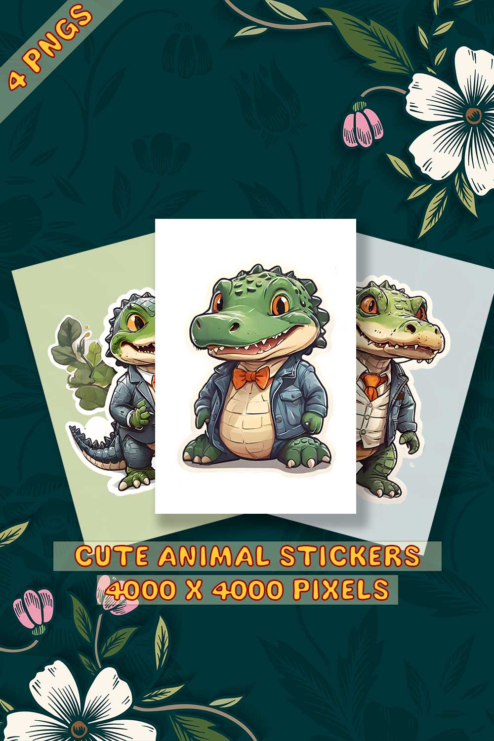 Cute Alligator Sticker PNG's pinterest preview image.