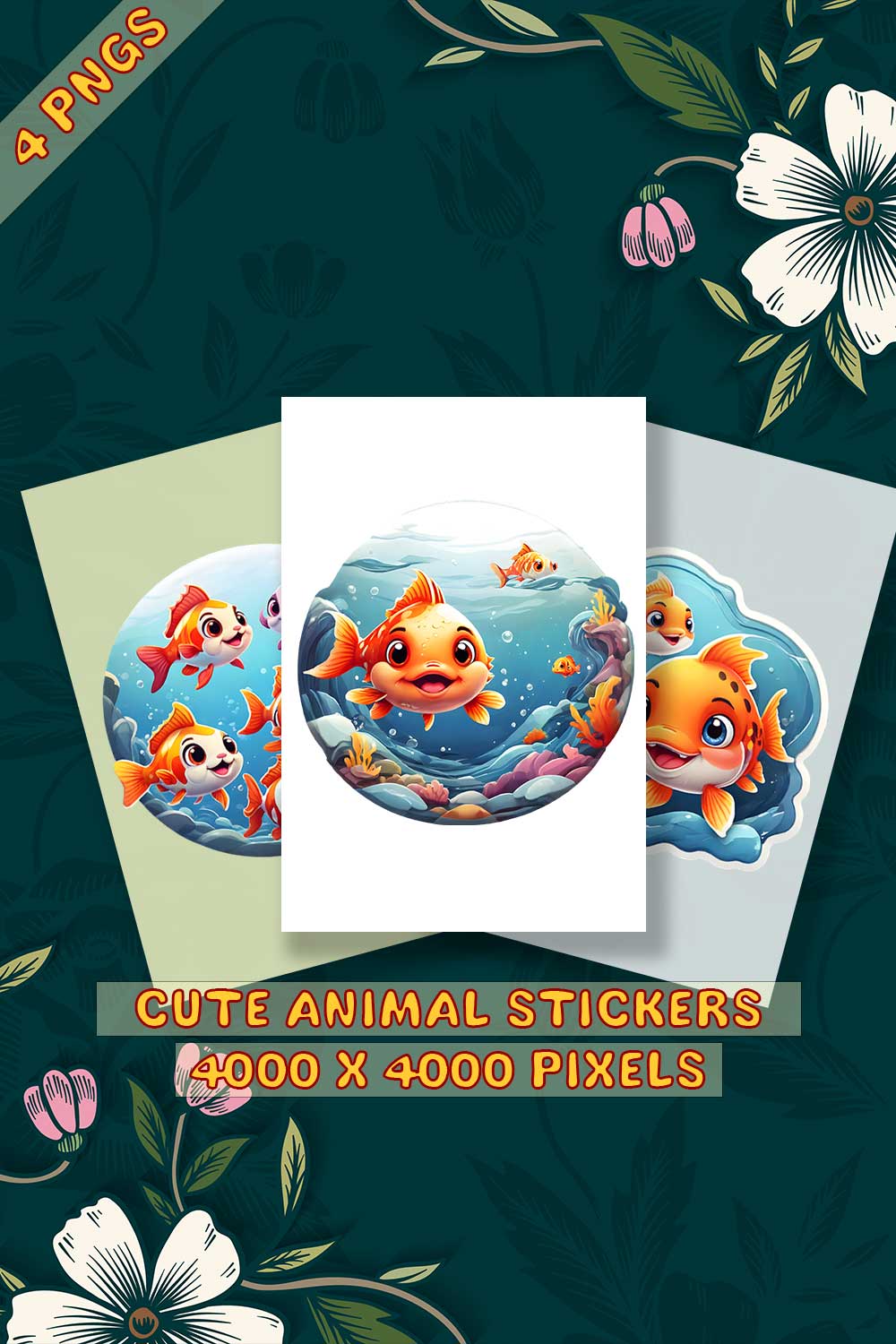 Cute Fish Aquarium Sticker 3 PNG's pinterest preview image.