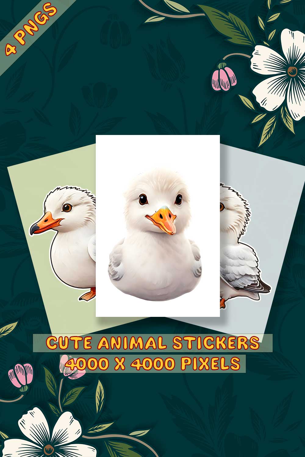 Cute Icel Bird Realistic Sticker 4 PNG's pinterest preview image.