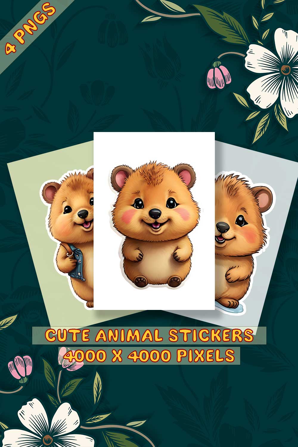 Cute Quokka Sticker 3 PNG's pinterest preview image.