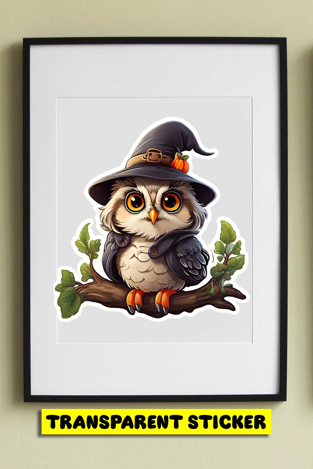 Cute Wizard Owl Illustrational Sticker Unique pinterest preview image.