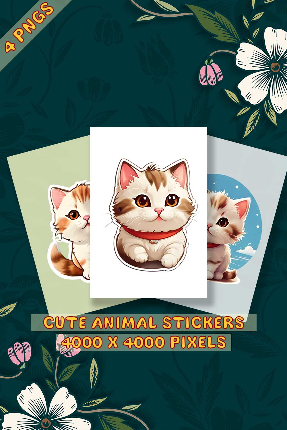 Cute Cat Sticker 4 PNG's pinterest preview image.