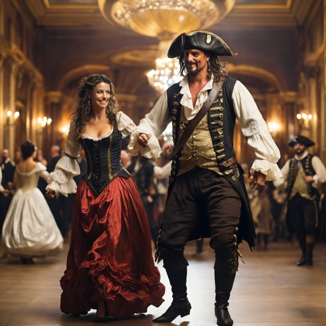 pirates, ball, palace, retro, ladies, dancing preview image.