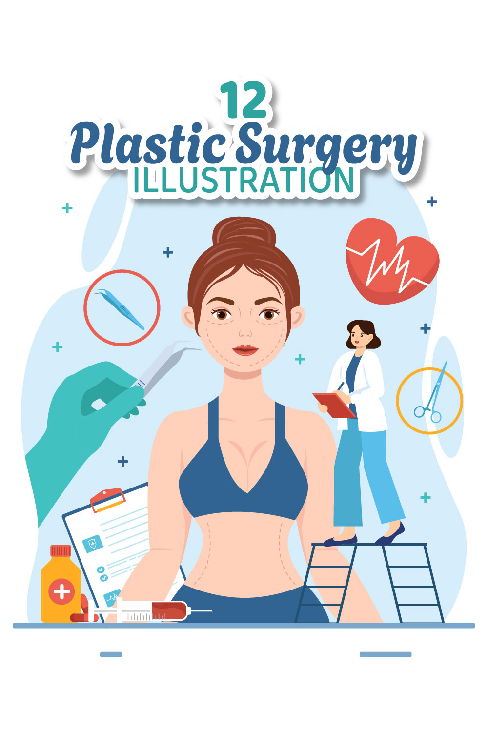 12 Plastic Surgery Illustration pinterest preview image.