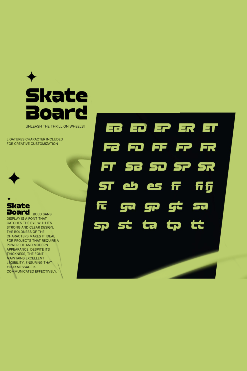 SkateBoard - Bold Sans Display Font pinterest preview image.