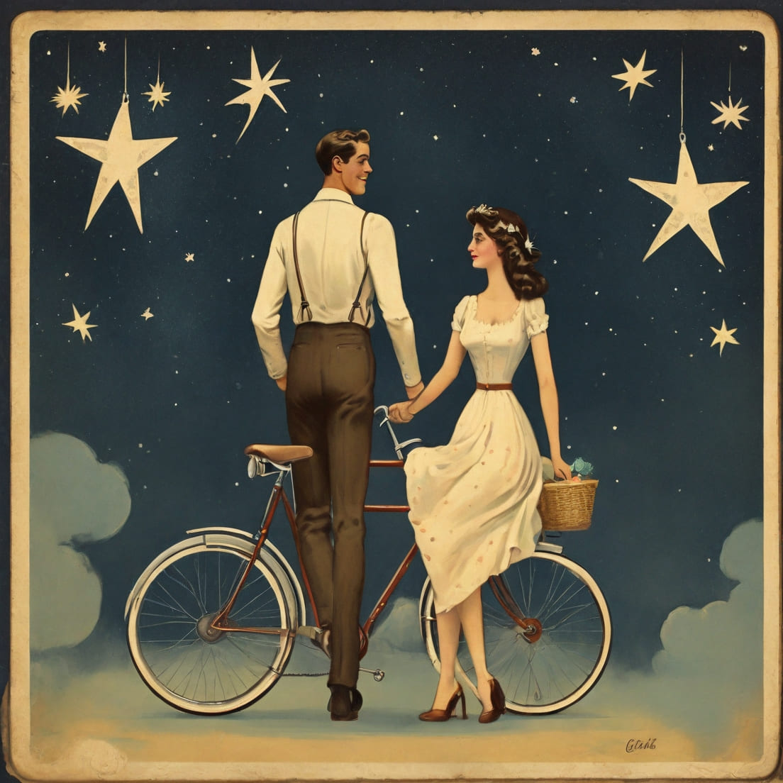 postcard vintage style bicycle man woman 1 1 814