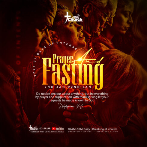 Prayer and fasting program flyer template cover image.