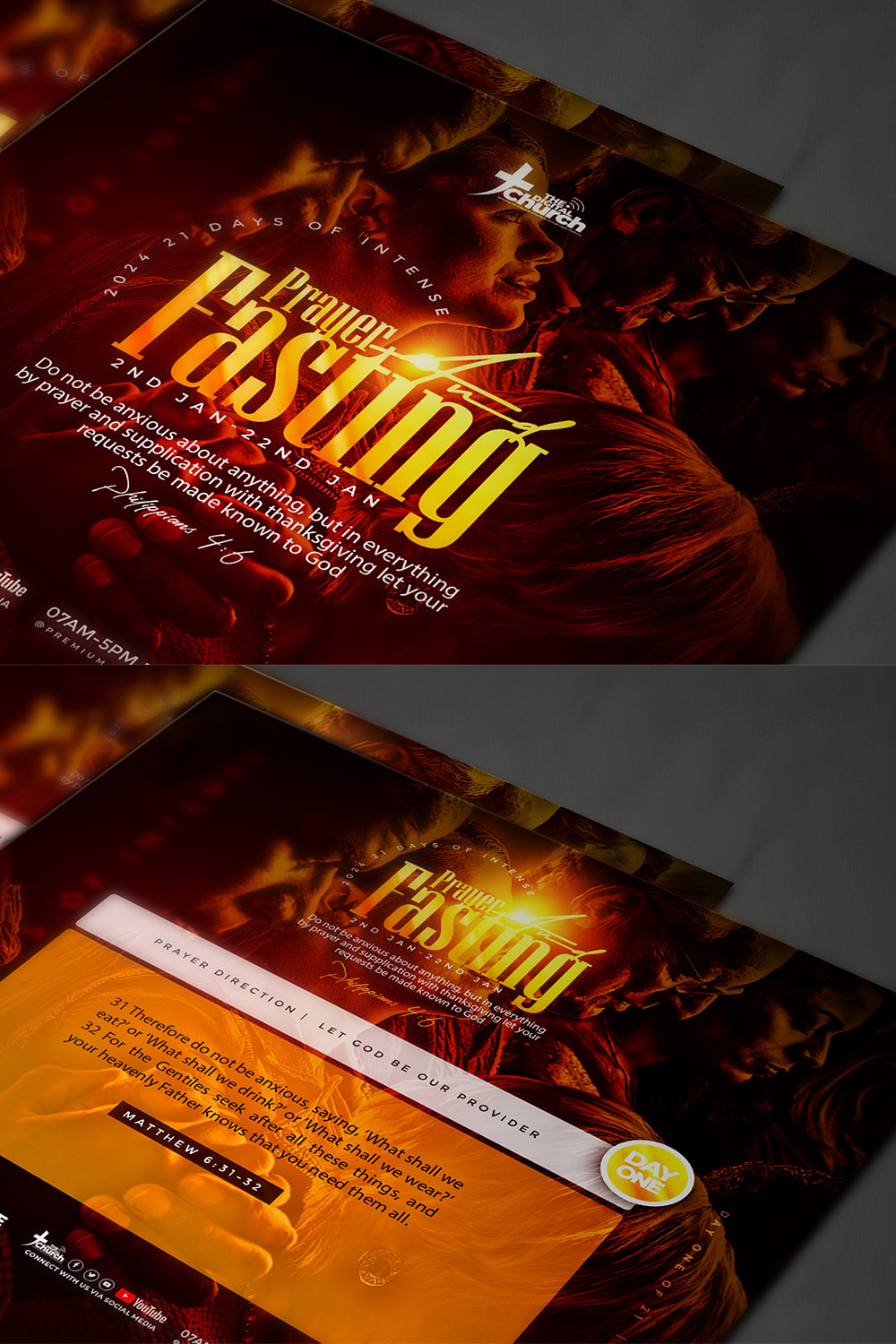 Prayer and fasting program flyer template pinterest preview image.
