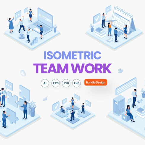 12 Teamwork Illustrations for Web Applications & Presentations cover image.
