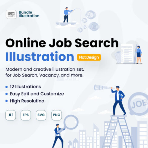 Online Job Search and Recruitment UI Design Illustration for Web Apps & Presentations cover image.