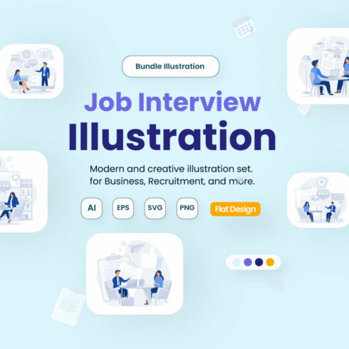 Job Application Interview Kit UI Illustration for Web App & Presentation cover image.