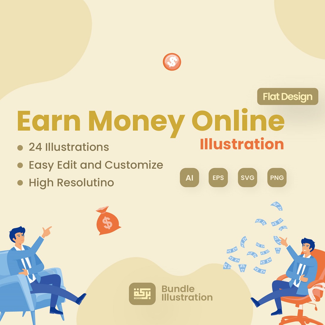 Digital Income Illustration Design cover image.