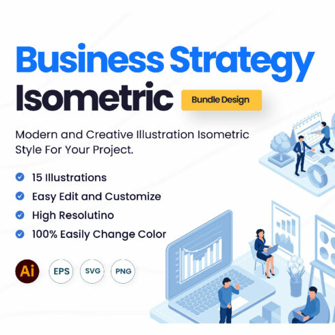 15 Illustrations Related to Business Strategy for Web, Applications, & Presentations cover image.