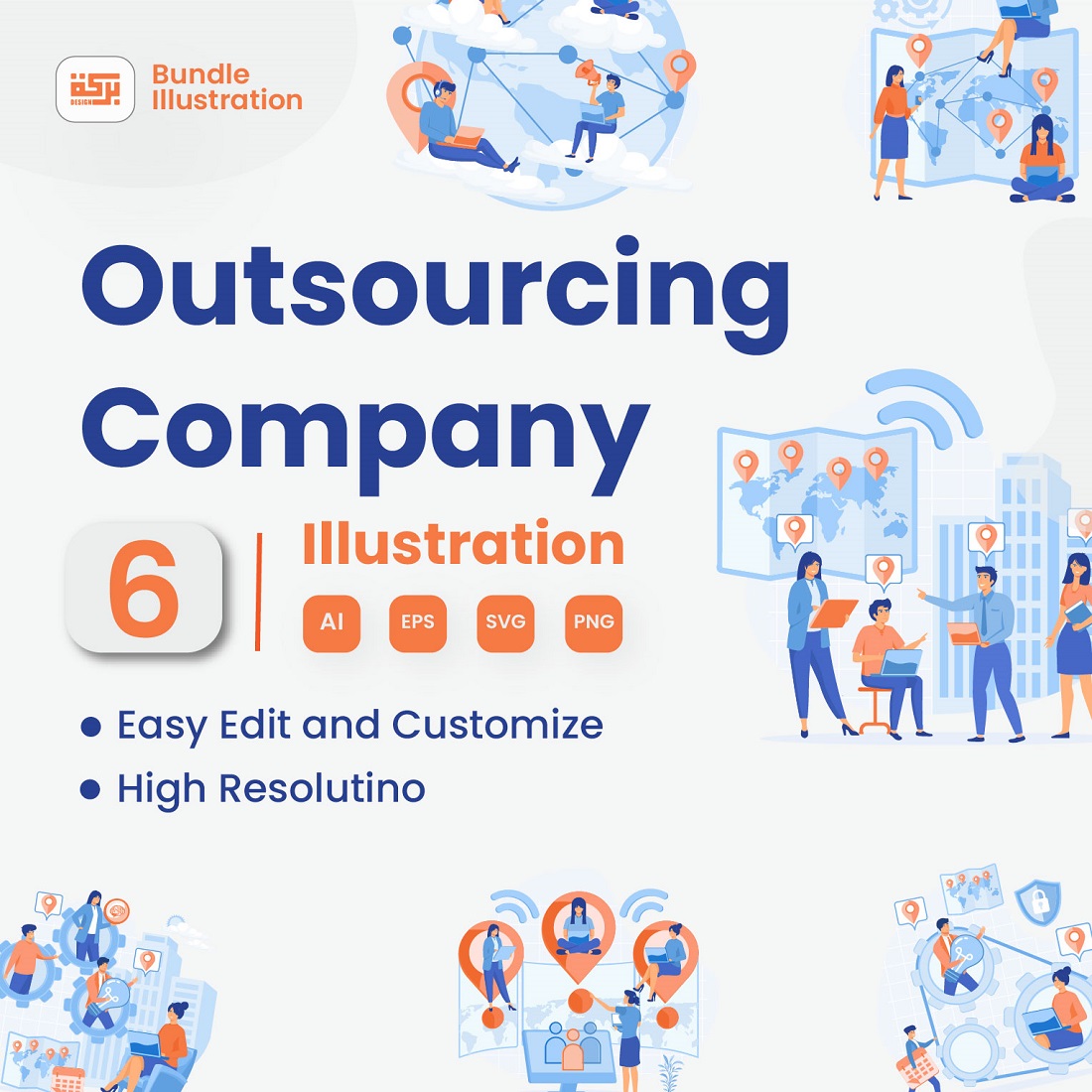 Illustration Design for Using Outsourcing Company Services cover image.