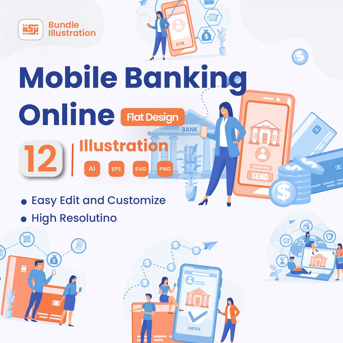 Mobile Banking Service Illustration Design cover image.