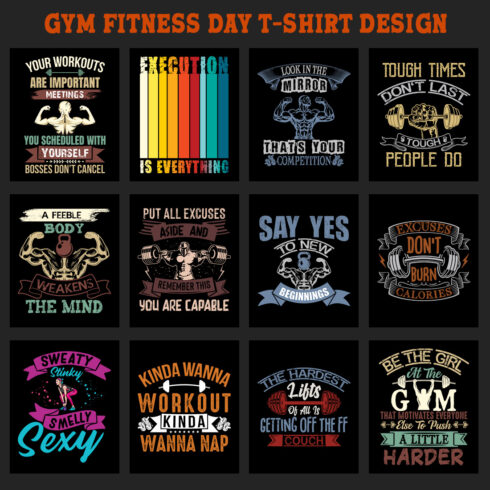 Gym T Shirt Design Bundle V1 cover image.